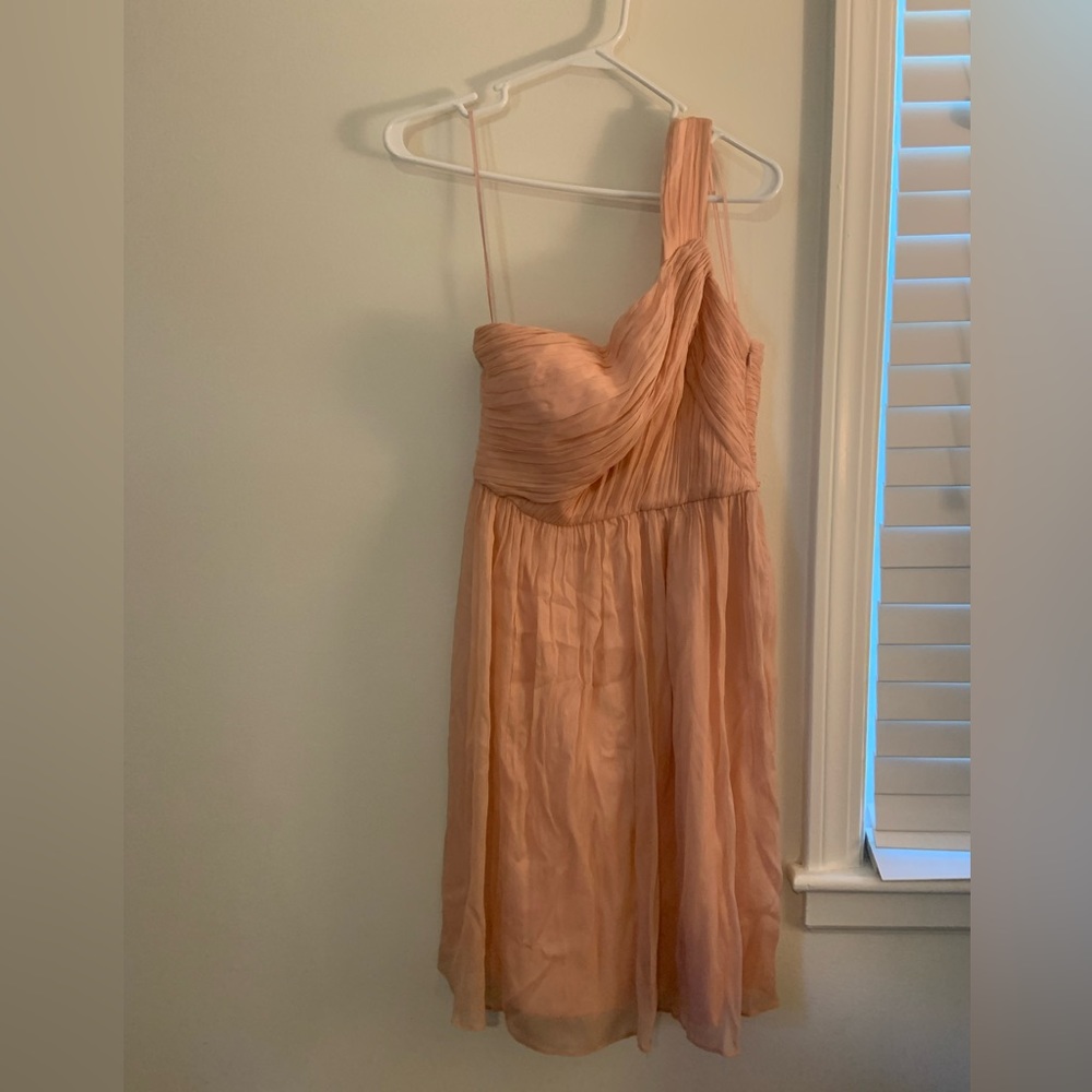 J crew blush colored one shoulder dress